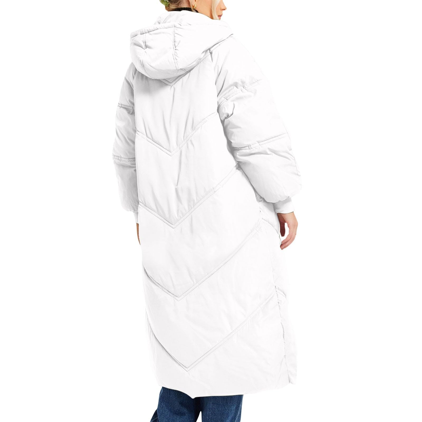 Piumino Donna 100 Grammi Leggero Curvy Piumino Lungo con Cappuccio Ripiegabile Piumini Maniche Lunghe Resistente all'Acqua Ripiegabile Giacca Donna Trapuntato Invernali Cappotto Ultraleggero Pesante