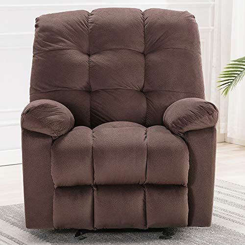 Rocker Recliner Chair – Overstuffed Recliner Chair Fabric Reclining Chair with Pull Latch