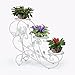 HLC-Blanc Porte Pots Plante Fleurs 3 Etagere Support Jardin en Metal Fer