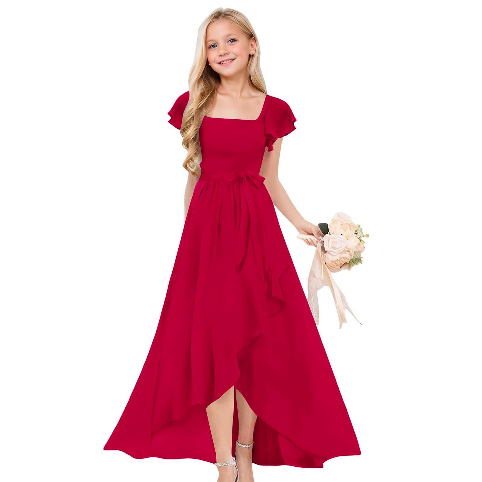 Vestido de verano para niñas, vestido largo de gasa con volantes, vestido largo de boda, vestido de dama de honor, vestido de noche de cumpleaños