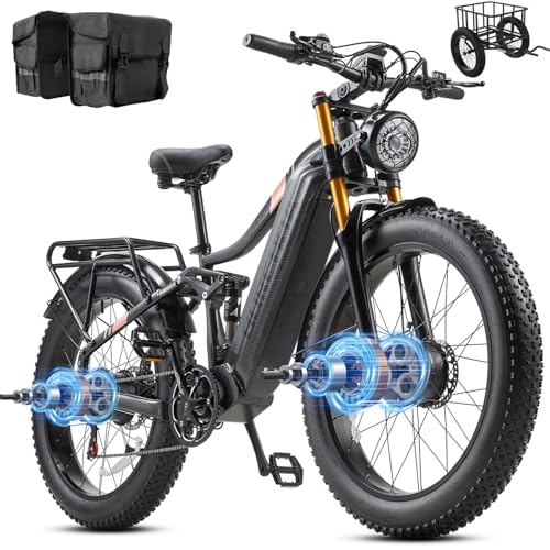 Electric Bike for Adults Dual Motor 2000W/1000W 48V 60Ah/30AH/20Ah Long Range ebike Removable Battery 26