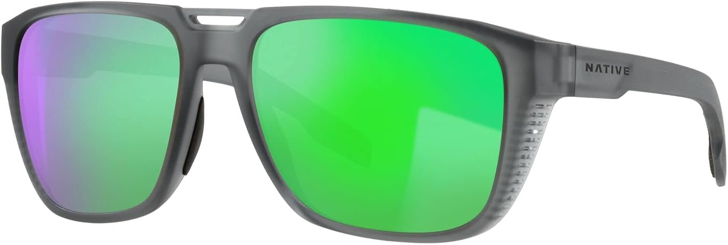 Native Mens Mammoth Square Sunglasses, Matte Smoke Crystal/Polarized Green Reflex, 57 mm - Image 2