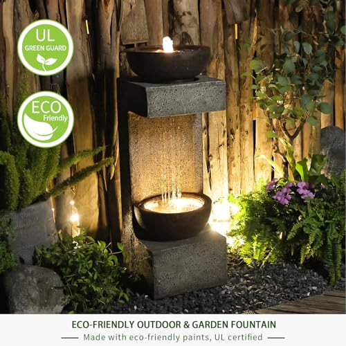 Bumilgar 33.9 Inch H Water Fountain Outdoor Garden Waterfall Decor For Garden thumb #1