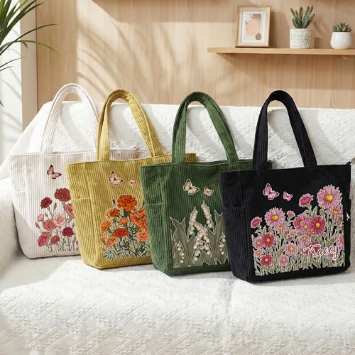 Bolsa Tote Personalizada de Pana con Mariposa para Mujer miniatura 7