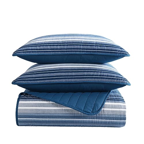 Edredón King de Nautica reversible en algodón azul 7