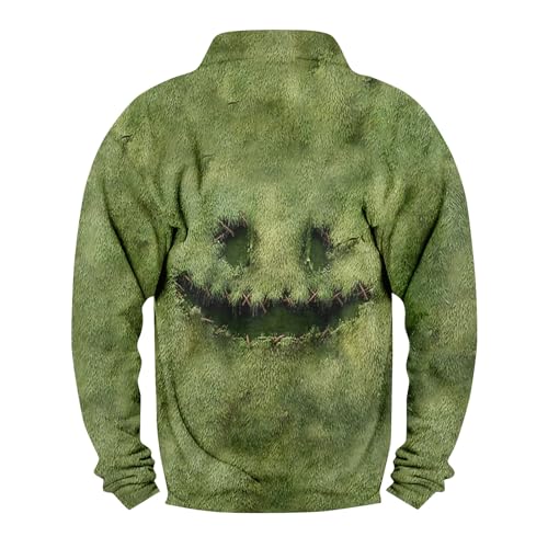 Halloween Sweatshirts for Men Pumpkin Face Print Pullover Funny Spooky Season Hoodie Casual Long Sleeve Sweatshirts2