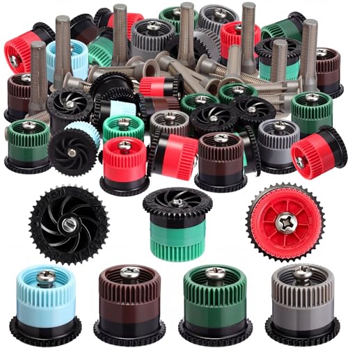 Honoson 16 Pcs Variable Arc Nozzle Radius High Efficiency Replacement Pop up Sprinkler Heads Compatible with Rainbird Hunter Orbit Pop-up Sprinklers (4/6/8/10/12/15/17 Van Multicolor)