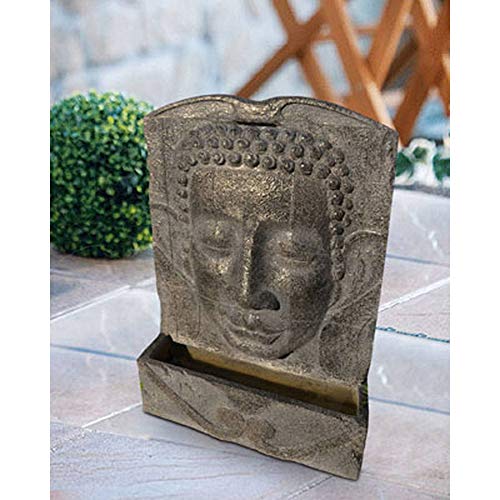 Heissner Garten/Terrassen Brunnen Polystone Buddha, grau