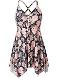 Hanna Nikole Women's Retro Floral Print Two Piece Swimdress Skirted Bottom Swimsuit 16W