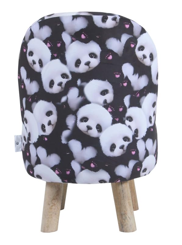 Image of Ottoman Kids pouffe Small Stool for Baby Chair Study Table Stool for Kids Room Baby Sofa Stepstool Children Cartoon Wooden Chair, 14x26 Inch, Black Rose