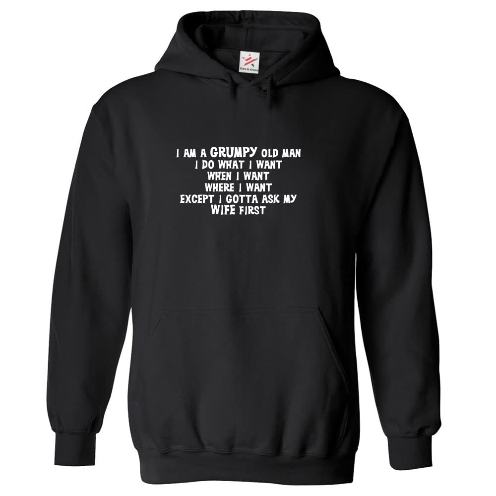 Stars And Stripes Men's Black I'm A Grumpy Old Man I Do What I Want When I Want Where I Want Classic Funny Unisex Adults Pullover Hoodie (Xxl, )