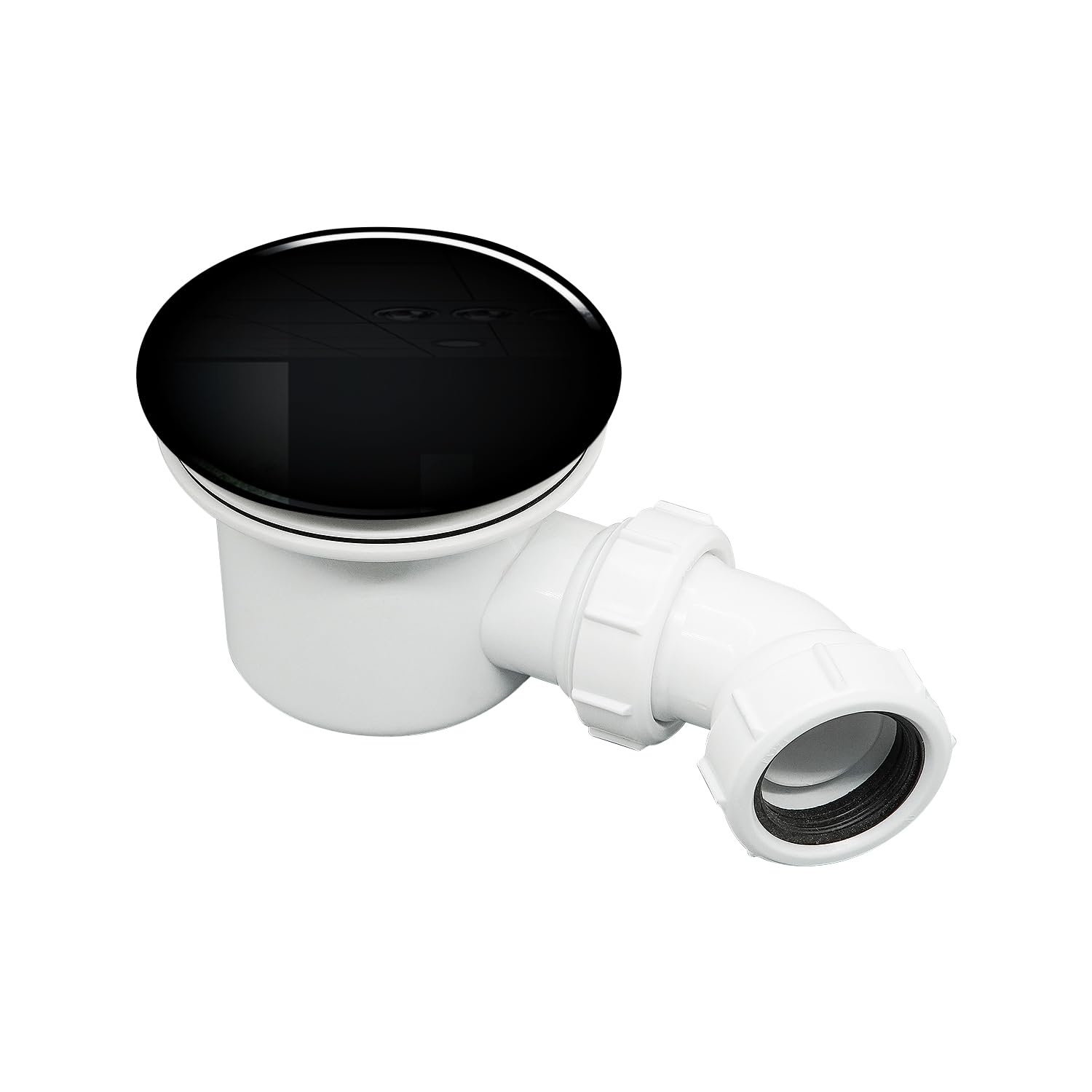 ELEGANT 90mm Shower Waste Trap, Fast Flow and Easy Clean Shower Enclosure Waste Tray (Black)