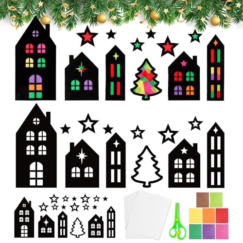 BOOMTOP 12 Weihnachten Basteln Fensterbilder Haus Weihnachtsbaum...
