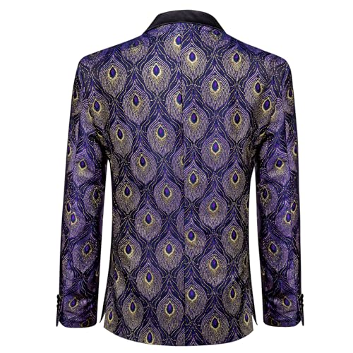Image of Barry. Wang Men's Sport Coats & Blazers Flower Suit Jacket 1 Button Paisley Tuxedo Mardi Gras Carnival Parade Gift