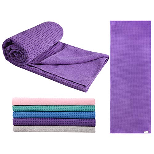MENKAI Toalla Deportiva-Toalla Yoga Antideslizante - Microfibra - Secado Rápido - Hot Yoga - Toalla Playa - Toallas Gimnasio [183 x 65 cm], Púrpura Cover