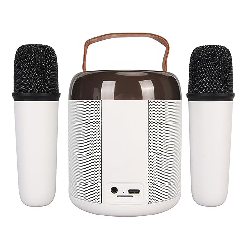 Karaoke Speakers RGB Light Bluetooth5.3 Speaker with 2 Microphones Portable Karaoke Machine for Family Party (White)