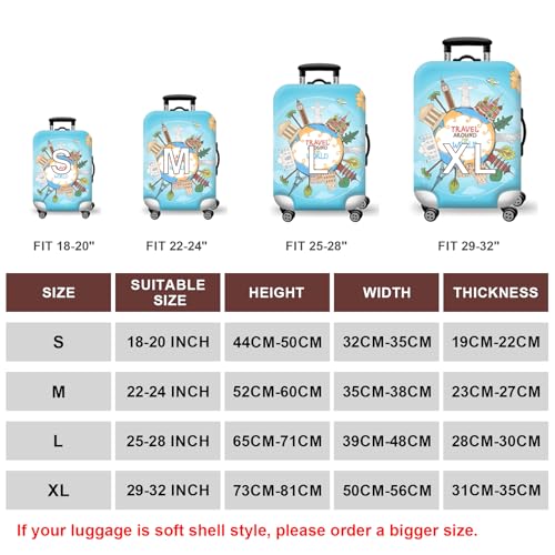Image of WUJIAONIAO Travel Luggage Cover Baggage Suitcase Cover Protector Skins 18-32 Inch, ocean, S (for 18--20 inch luggage), Fashion