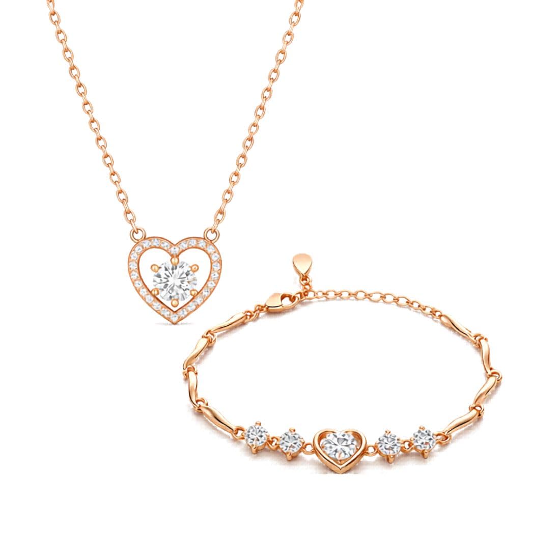 Rose Gold Plated Heart Shape Bracelet for Women (White, Purple)-image-12