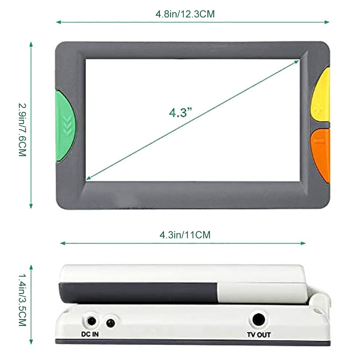 Lupa portátil Digital, Ayuda electrónica portátil de 4,3 Pulgadas con Mango Plegable, Enfoque automático, Aumento de 2X-32X, 26 Modos de Color