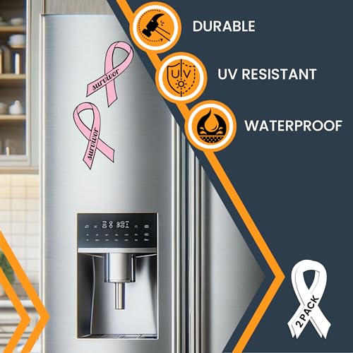 Image of Magnet Me Up Breast Cancer Survivor Pink Ribbon Magnet Decal - 3.5x7 Inches, 2 Pack, Automotive Magnet for Car, Truck, SUV - Show Support and Raise Awareness with This Meaningful Auto Magnet