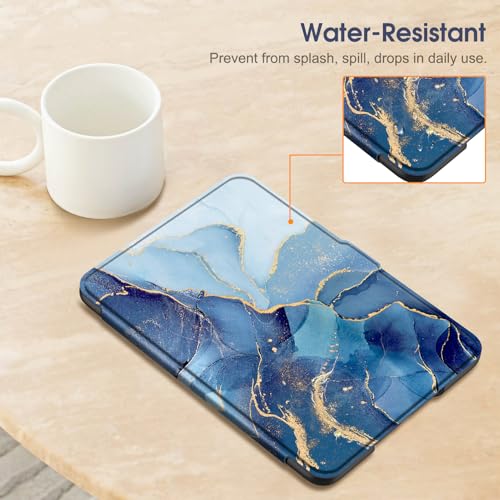 Image of Fintie Case for 7 inch All-New Kindle Paperwhite (12th Generation, 2024) and Kindle Colorsoft Signature Edition - Slim Lightweight Shell PU Leather Protective Cover with Auto Sleep /Wake, Ocean Marble