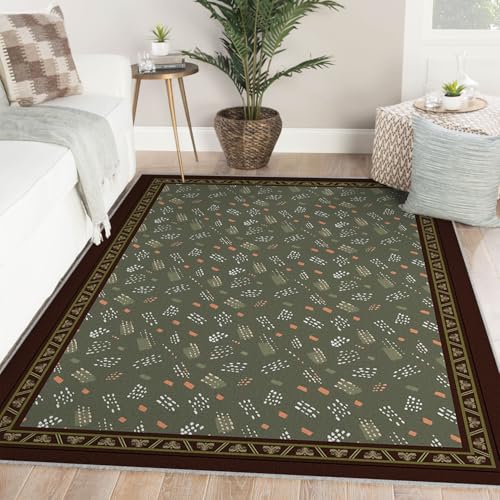 Tapis de chambre vert antidérapant lavable 140x200cm - 4