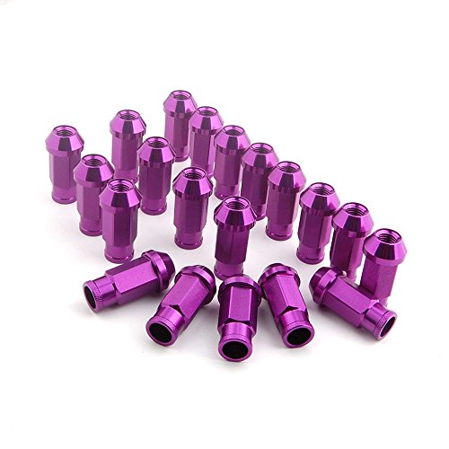 Tuercas para rueda de coche, color morado, 20 unidades, M12 x 1,5 mm, tuercas de aluminio