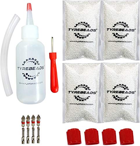 TyreBeads Tire Balancing Beads - 4 bags of 3 oz (12 total) fits 4 tires + FREE Installation Kit, FREE Filtered Cores, FREE Red caps