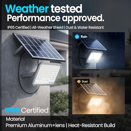 Image of hardoll Solar Flood Light 200W with Remote, Cool White LED, 5M Cable, Waterproof IP65 Aluminium + Lens Body, Replaceable 20000mAh Lifepo4 Battery for Home, Garden, Terrace, Outdoor (Pack of 1)