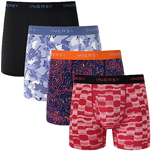 INNERSY Boxer Homme avec Ouverture Calecons Hommes Sport sous Vetement Respirants Été Lot de 4...