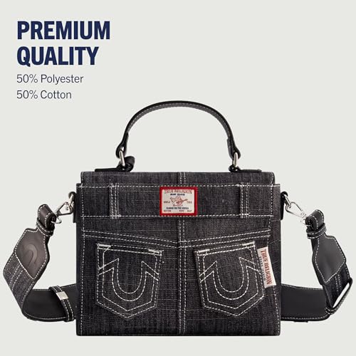 Image of True Religion Women's Shoulder Bag Purse, Jean Pocket Mini Flap Crossbody Handbag with Adjustable Strap