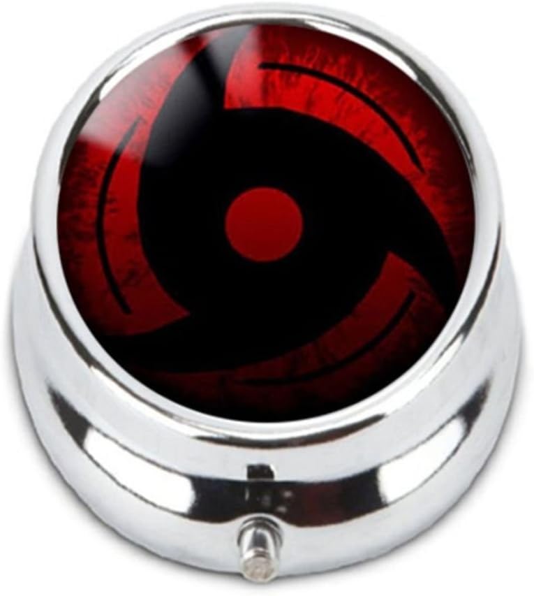 Itachi Uchiha Eyes Custom Stainless Steel Pill Case Box Organizer - Oscas Wood Best Gift