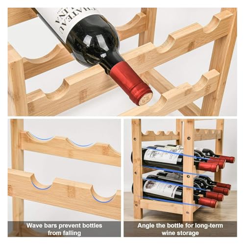 Soporte para 24 Botellas de Vino de Bambú Natural miniatura 6