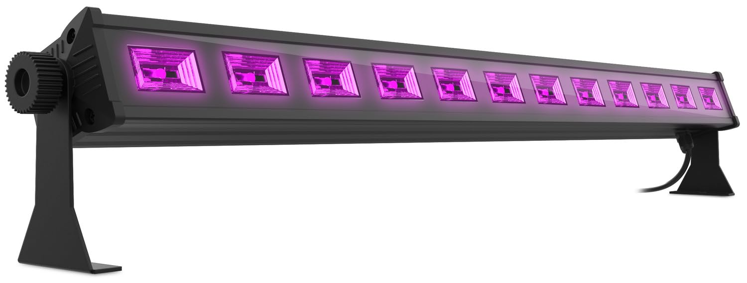 Audibax UV BAR 36W - Barre de Lumière LED Ultraviolette - Lampe à Lumière Noire - Barre Ultraviolette avec Interrupteur ON/OFF - 12 x 3W LED - Réflecteur Parabolique
