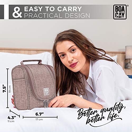 BOACAY Small Hanging Travel Toiletry Bag for Women and Men, Makeup Bag, Bathroom & Shower Organizer Kit for Accessories, Cosmetics, Travel Essentials