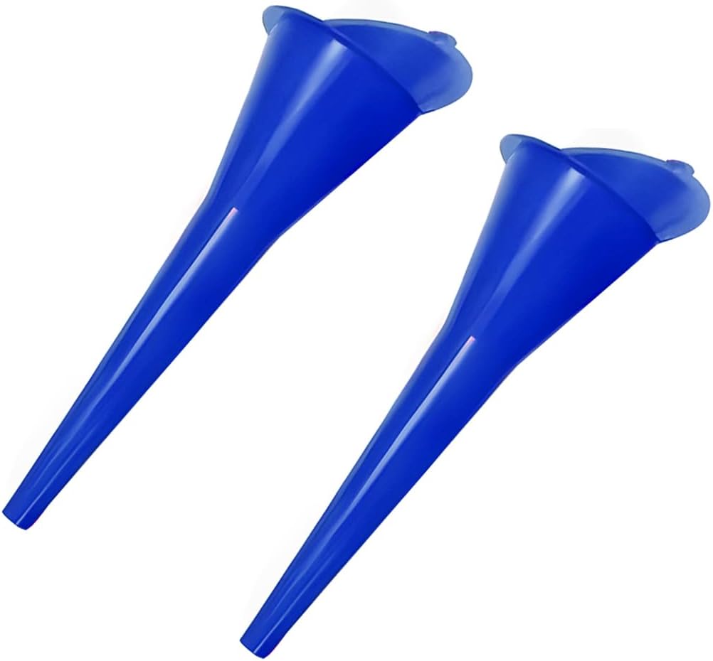 2PCS Car Oil Funnel, Skinny Plastic Long Neck Multi-Function Vehicle Fuel Funnel, Automotive Spill Saver for Filling Gasoline Lubricants Water Diesel, Universal for Most Vehicles (Royal Blue)