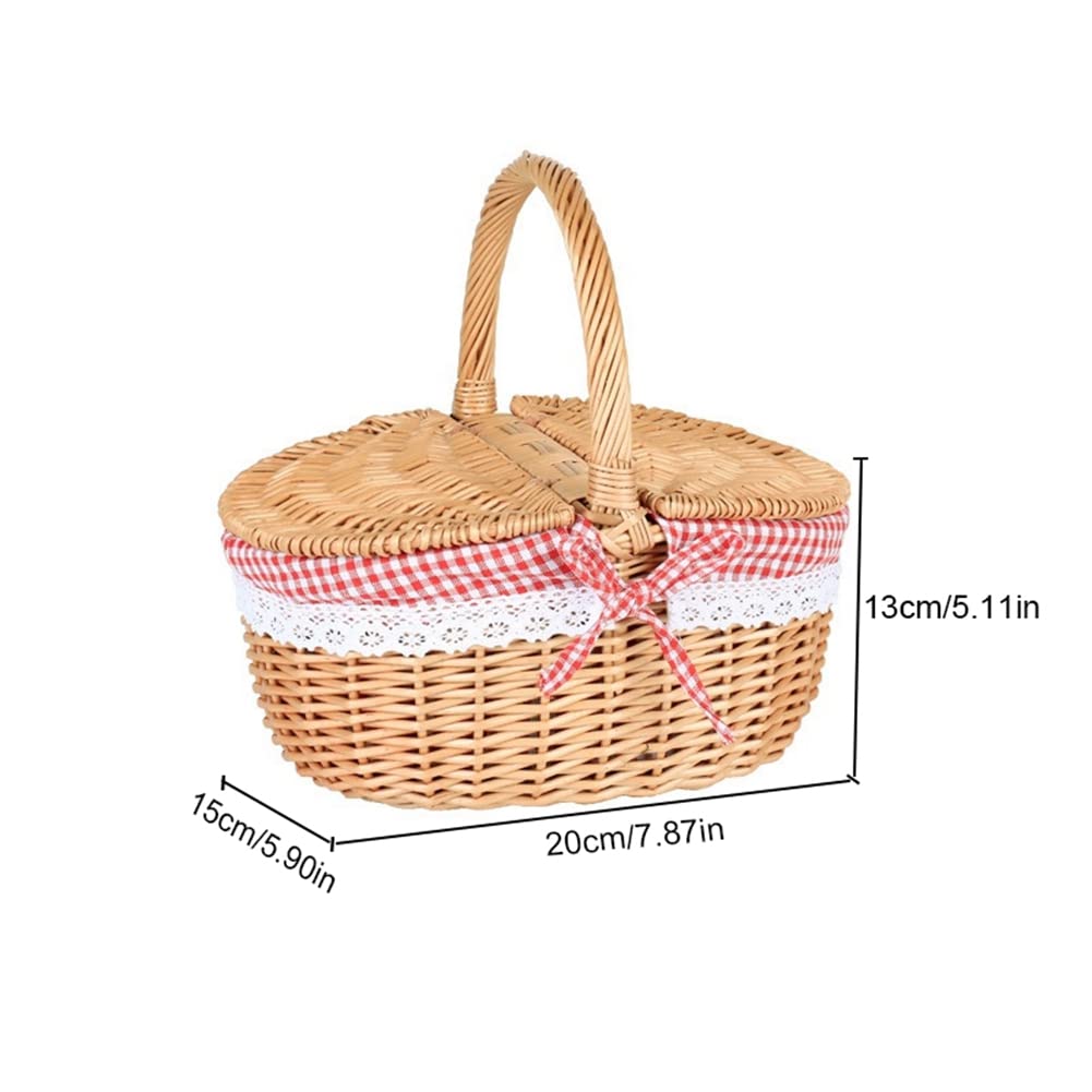 Lot de 6 paniers de pique-nique en osier avec couvercle et doublure pour pique-niques, fêtes et barbecues