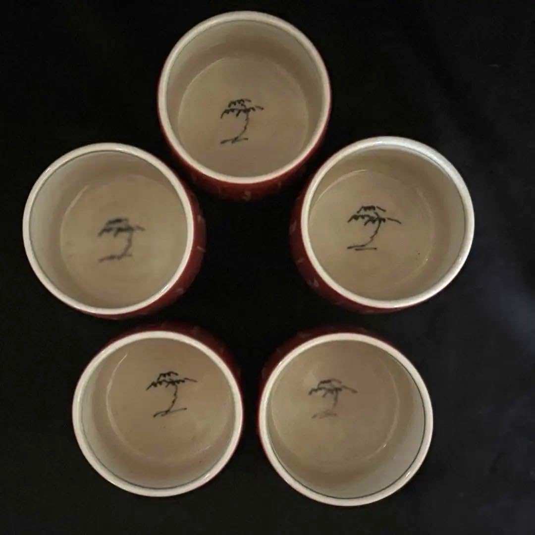 希少品当時物　朱襴手汲出茶器5客　古狭間窯　加藤滝川作　瀬戸焼　木箱　由緒書付き Amazon.co.jp: 当時物 朱襴手汲出茶器5客 古狭間窯 加藤滝川作 瀬戸焼