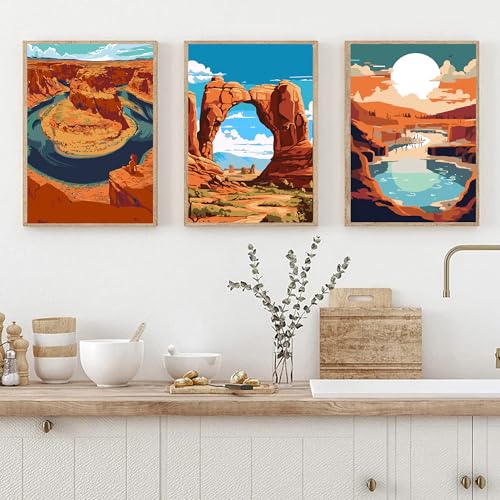 Image of cupmod 6 Packs National Park Paint by Numers Kit for Adults,Landscape Painting by Number Kits on Canvas Without Frame,Landscape Adult Paint by Number Kits for Home Wall Decor 9.8x13.8inch