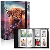 WZCJDHMJ ミニフォトアルバム 2x3 256枚の写真 ポラロイド用 レザーカバー写真アルバム 富士フイルム チェキミニカメラ用 家族の記念日、赤ちゃんの休暇 - かわいいハイランド牛