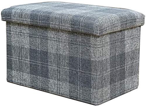 Banc ottoman de rangement pliable en lin gris 30x30cm pour optimiser l'espace du salon