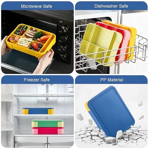 Luoqun88 Bento Lunch Box, 1330ml, 6 Compartments, Leak-Proof, Microwave & Dishwasher Safe - Image 4