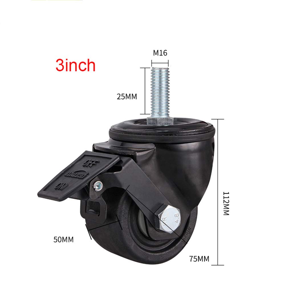 Ruedas para muebles ruedas para cargas pesadas. 4 Ruedas Giratorias Ruedas Giratorias De 50 Mm con Carro De Freno Ruedas for Muebles Ruedas De Nylon Ruedas Industriales Negras Capacidad De Carga 500 K