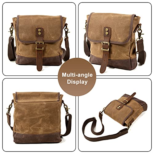 Casual Crossbody Shoulder Bag for Men, Waxed Canvas Messenger Bag Vintage Satchel Bag for Adjustable Shoulder Strap2