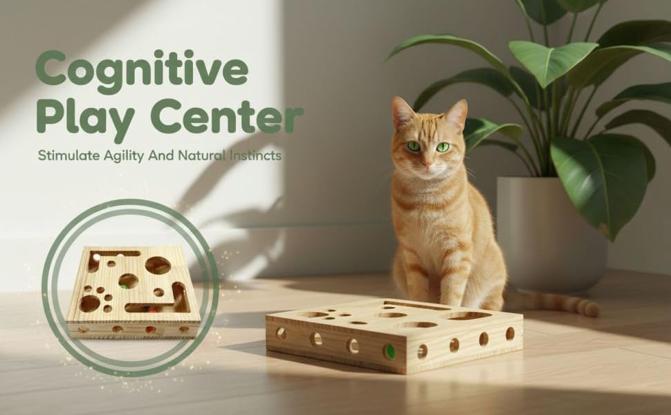 Juguete de rompecabezas de laberinto de madera para gatos activos en casa 4