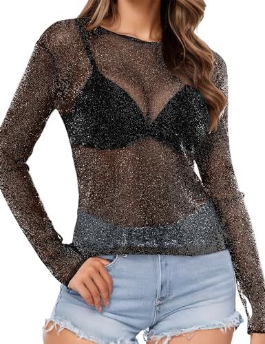 Image of Buauty Sheer Tops for Women,Mesh Fishnet Tops Plus Size,Stylish and Sensational Mesh Blouses for Fashion-Forward Ladies