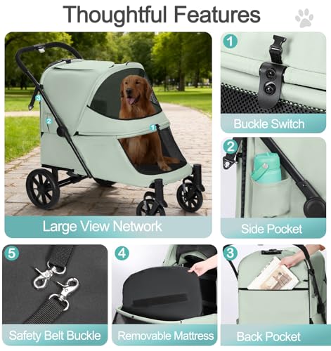 Image of Pet Stroller with Ramp for Large Dog up to 132lbs Portable&Foldable