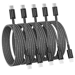 USB C to USB C Cable, 5Pack 6FT 60W(3.1A) Nylon Braided USB C Charger Cable for for iPhone 17/ iPhone 16/16 Plus/16 Pro Max/15/15 Plus/15 Pro Max, MacBook Pro, iPad Pro Air,Samsung S24/S24 Ultra/S23
