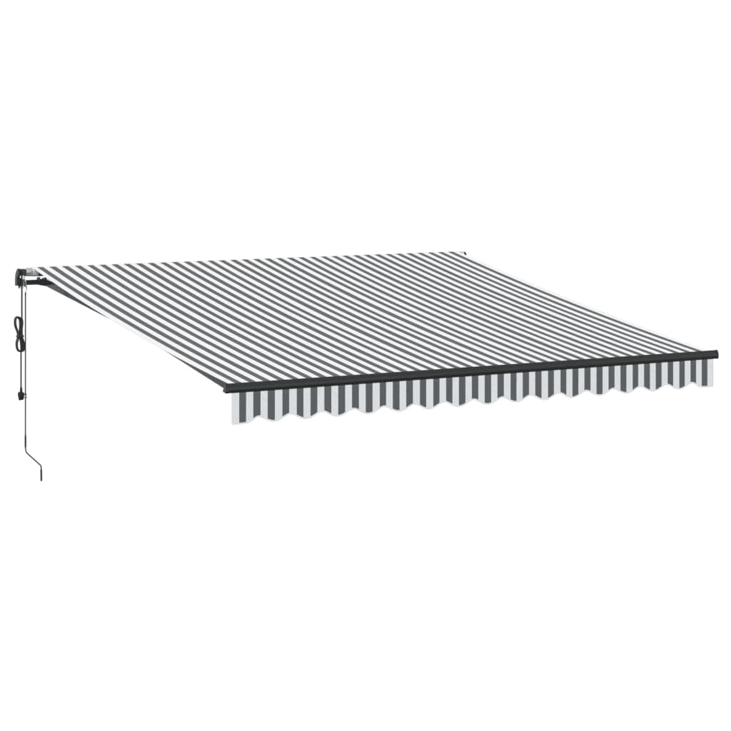 Tenda da Sole Automatica, Tessuto Antracite e Bianco con Telecomando, Struttura in Alluminio, Ombreggiatura UV per Patio Giardino Balcone, 400 x 350 cm
