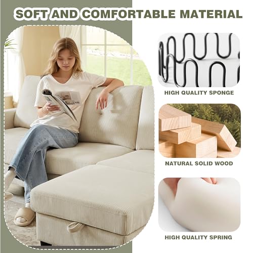 Image of 3 Pieces Sofa Set for Living Room with Sofa, Storage Ottoman and Single Chair